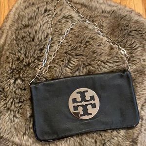 Tory Burch clutch with strap silver hardware!